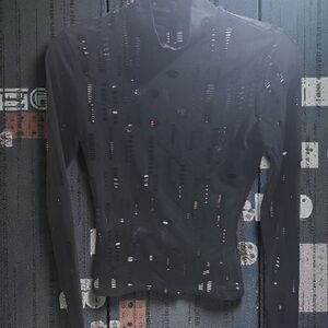 Chic Black Sheer Long Sleeve Top